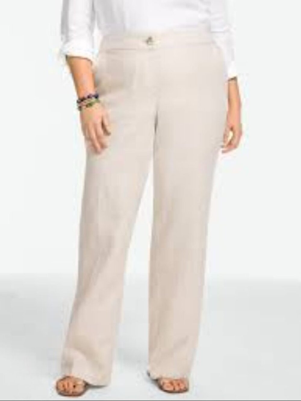 Talbots High Rise Wide Leg Linen Trouser Pants in Flax Size 16W NWOT